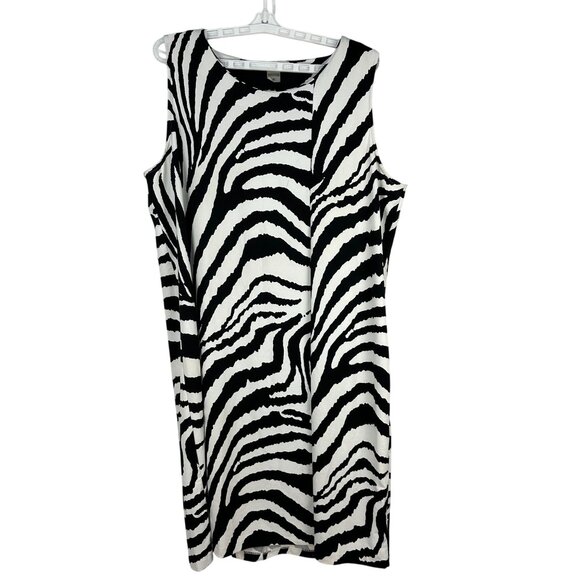 Peter Nygard Zebra Print Sleeveless Dress XL Bold Statement Chic Style - Picture 1 of 4